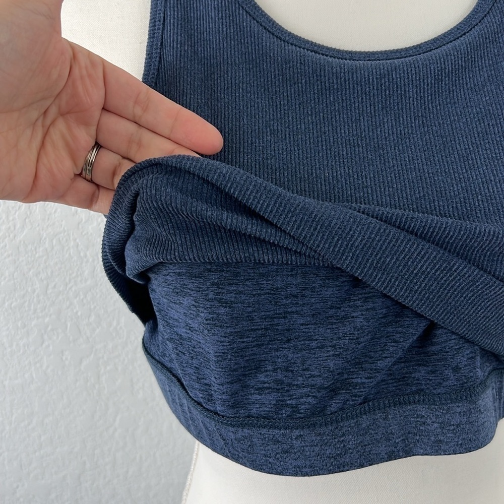 Threads 4 Thought ReActive Ribbed Crop Tank Top Navy Blue Large NWT Racerback - Picture 9 of 11